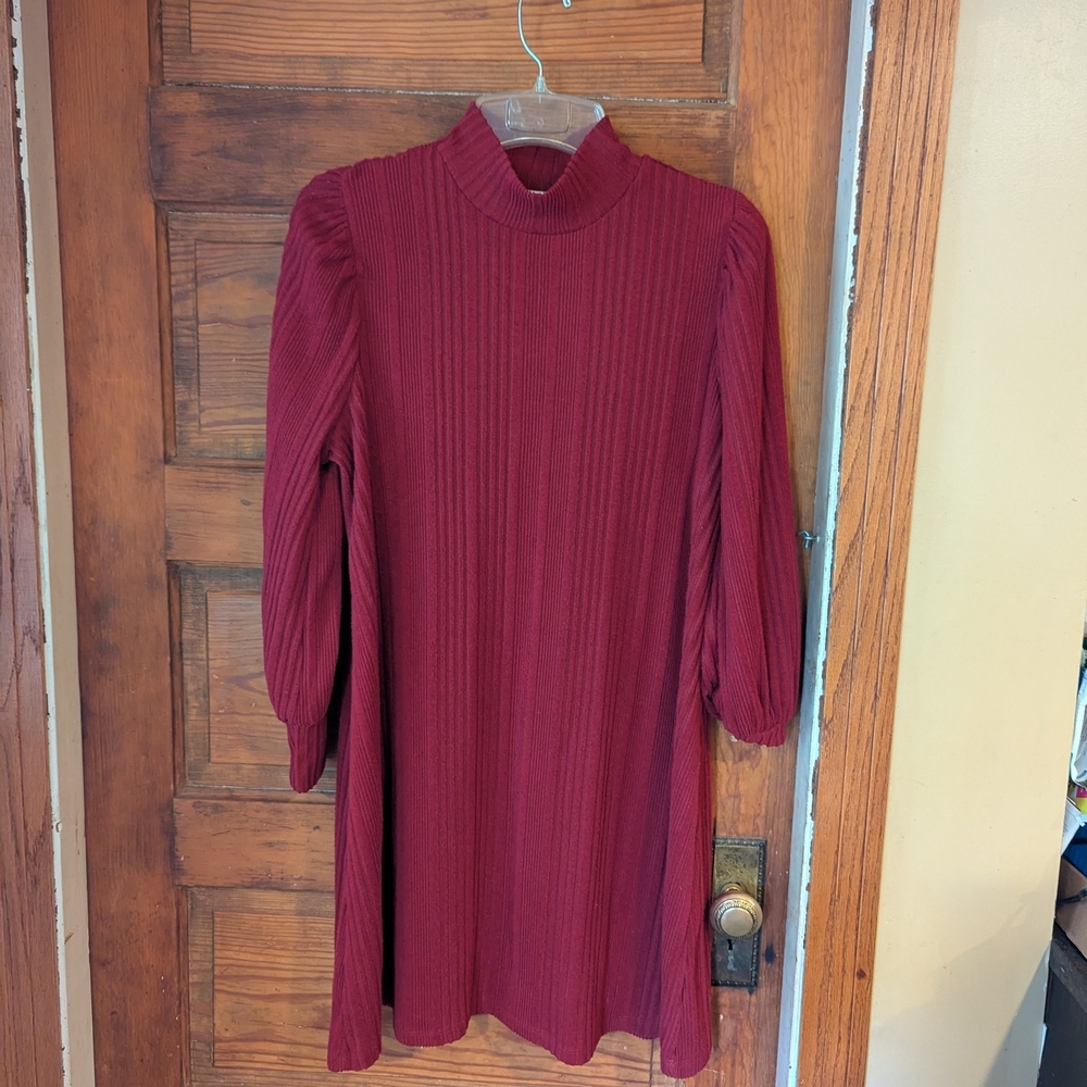 Maurices Burgundy Ribbed Dress Knee Length‎ size XL